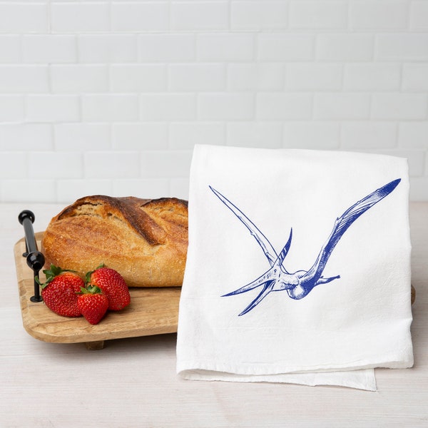 Pterodactyl Kitchen Towel - Screen Printed - Cotton Flour Sack - Dinosaur Towel - Eco-Friendly Kitchen Towel - Dino