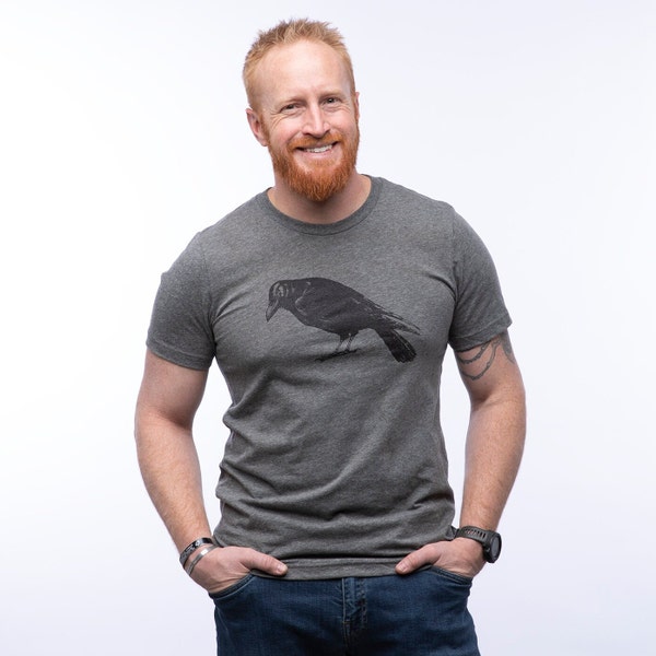 Mens Graphic Tee - Crow Shirt - Unisex T-Shirt - Raven Shirt - Nature T-Shirt Gifts for Men