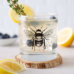 Bee Rocks Glass: 11oz Whiskey Glass - Nature Lover Barware