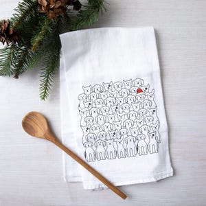 Santa Dogs Flour Sack Towel - Holiday Decor - Dog Lover - Housewarming Gift - Pet Lover - Christmas Decor - Furry Friends- Christmas Dogs