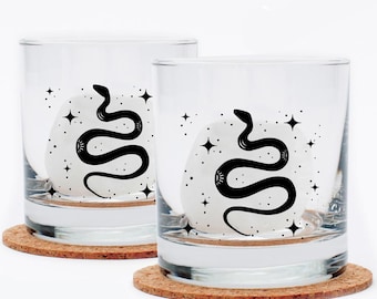 Vaso de whisky con forma de serpiente: vaso rock de 325 ml - Diseño de serpiente mística