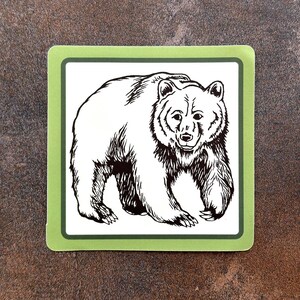 Bear Vinyl Sticker - Grizzly Bear Decal - Bear Badge Sticker for Laptop - Wilderness Vinyl Sticker - Walking Bear Decal