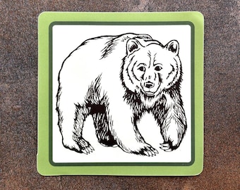 Vinylsticker Grizzly Bear: weerbestendige laptopsticker