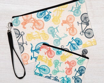 Bicycle Zipper Pouch - Bicycle Cosmetic Bag - Bicycle Coin Purse - Bicycle Pencil Bag - Large Zipper Pouch or Small Zipper Pouch
