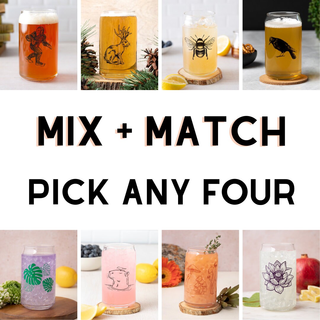 MIX & MATCH Set of 4 Can Glasses - Etsy