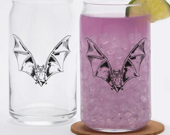 Bat Beer Can Glass | 16 oz Screen Printed Spooky Drinkware