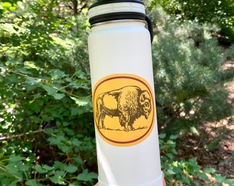 Bison Badge Sticker for Water Bottle - Decal - Vinyl - Buffalo - Laptop - Bison Gift - Western Gift -  Animal Decal