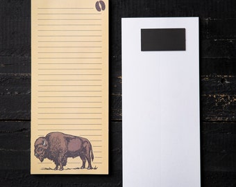 Bison Grocery List Pad for Fridge - Buffalo Notepad for Refrigerator - Notepad with Magnet - Fridge Notepad