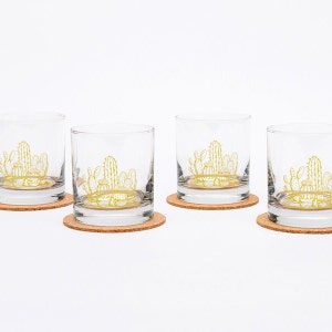 Rocks Glass Cactus Highball Glass Barware Drinking Glass Screen Printed Glassware Whiskey Glass Tumbler Cacti image 7