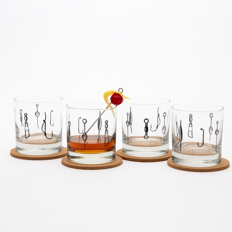Fly Fishing Whiskey Glass Fishing Lure Rocks Glasses Gift Etsy Sweden