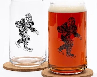 Sasquatch Beer Can Glass: Bigfoot Pint Glass Barware