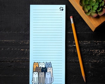 Cat Magnetic Notepad: Grocery Shopping List for Fridge - Stocking Stuffer