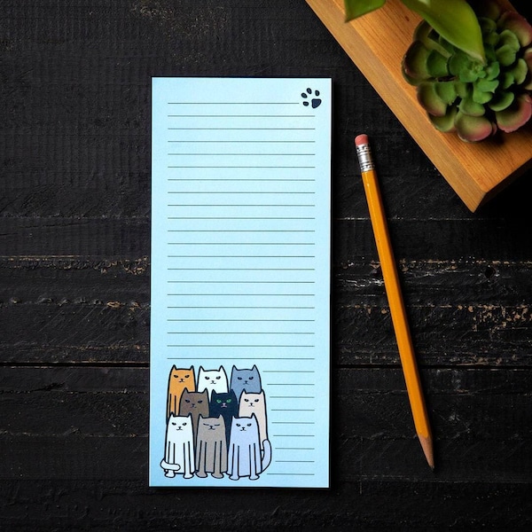 Cat Magnetic Notepad: Grocery Shopping List for Fridge - Stocking Stuffer
