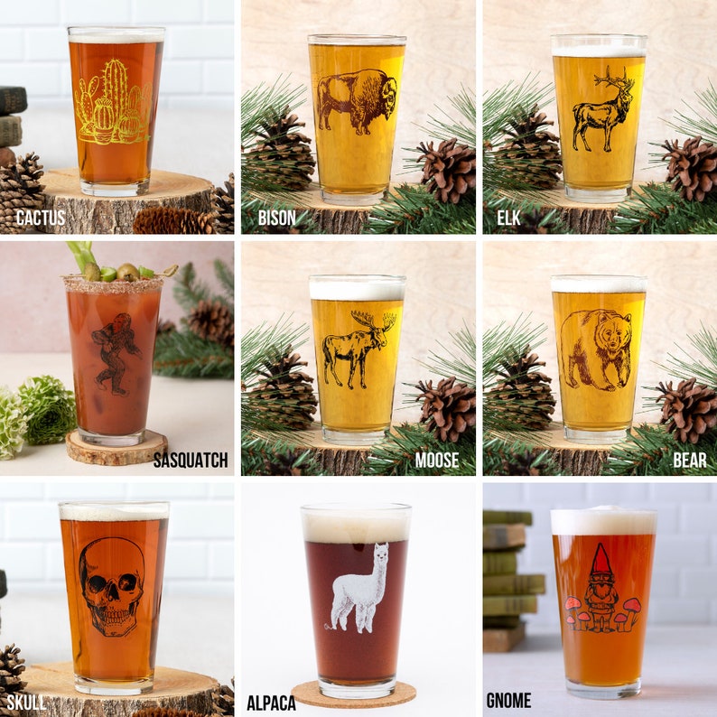 Mix or Match Pint Glasses Beer Glasses Set of 6 Gifts for Men image 2