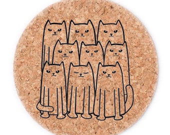 Slightly Irregular Cat Cork Coaster