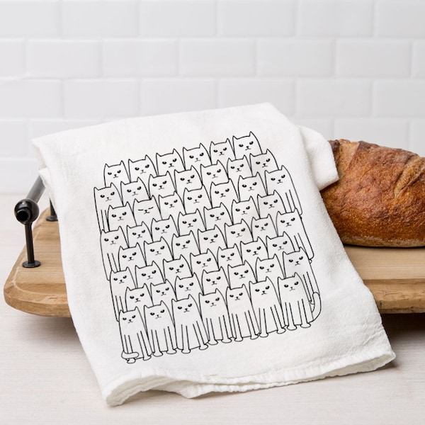 Cat Kitchen Towels - Cat Gift - Flour Sack Tea Towel
