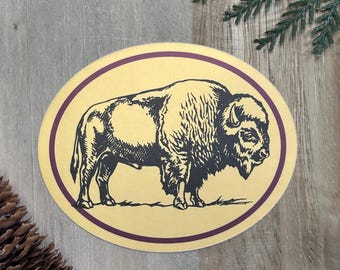 Bison Badge Sticker: Buffalo Vinyl Decal for Laptop, Water Bottle