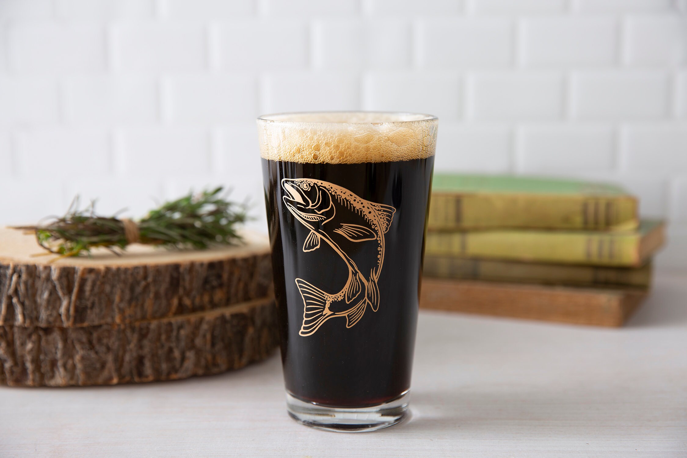 Fishing Beer Glass Trout Pint Glass Beer Lovers Gift Gift Etsy