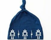 Baby Hat - Screen Printed American Apparel Cotton Beanie - Robot Infant Hat