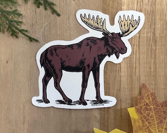 Majestic Moose Vinyl Sticker: Waterproof Wildlife Decal