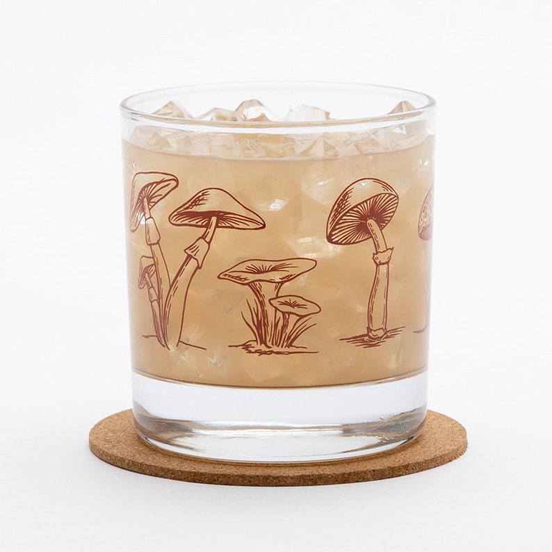 Mushroom Rocks Glass Fall Decor Whiskey Glasses image 2