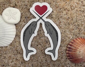 Narwhal Love Sticker: Marine Life Decal for Water Bottles & Laptops