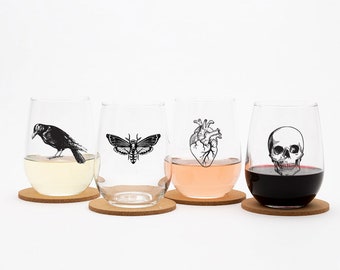 Halloween Wine Glasses Set of 4 - Nevermore Wine Glass