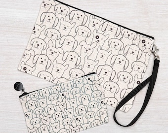 Bolsa de lino con cremallera para perros: bolsa para cosméticos, monedas o lápices