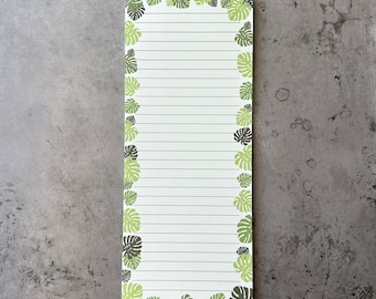 Monstera Grocery List Pad for Fridge - Plant Lover Notepad for Refrigerator - Notepad with Magnet - Fridge Notepad