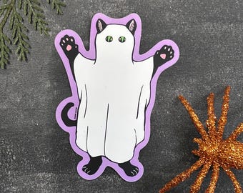 Ghost Kitty Halloween Sticker - Spooky Cat Decal
