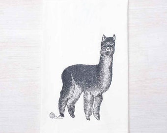 Alpaca Flour Sack Tea Towel -  Llama - Dish Towel - Tea Towel - Super Absorbent Cotton - Llama Towel - Kitchen Kitsch