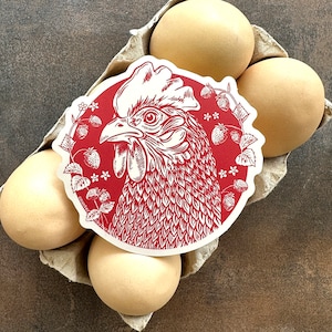 Chicken and Berries Vinyl Sticker