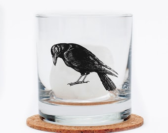 Bicchiere Crow Rocks: Bicchiere da whisky Raven - Articoli da bar per Halloween