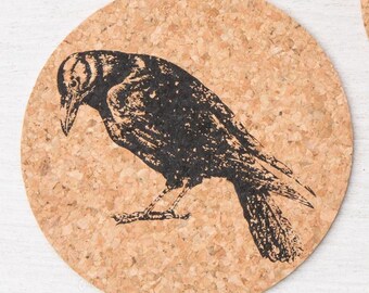 Slightly Irregular Crow Cork Coaster