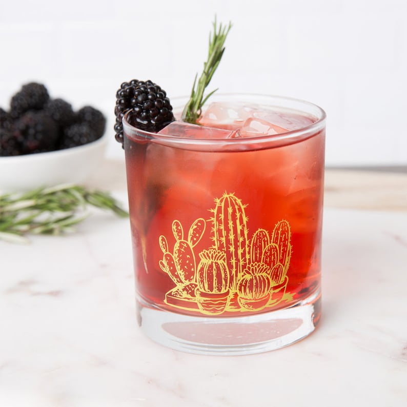 Rocks Glass Cactus Highball Glass Barware Drinking Glass Screen Printed Glassware Whiskey Glass Tumbler Cacti image 5