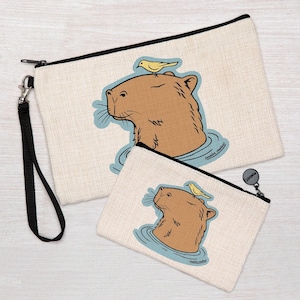 Capybara Zipper Pouch - Capybara Cosmetic Bag - Capybara Coin Purse - Capybara Pencil Bag - Large Zipper Pouch or Small Zipper Pouch