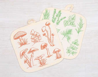 Agarraderas para hierbas y hongos, de algodón acolchado (juego de 2)