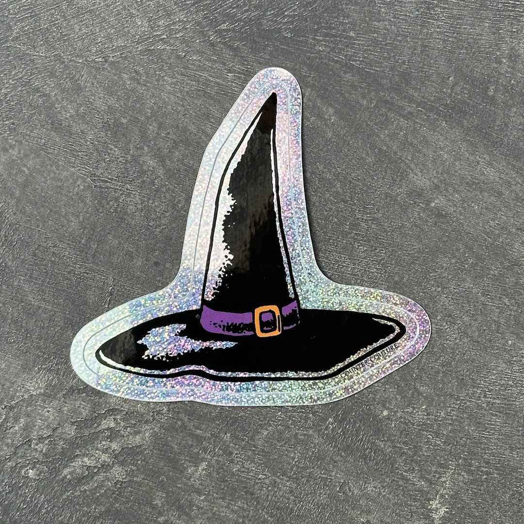 Halloween Witch Hat Sticker | Durable Waterproof Vinyl for Bottles ...