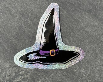 Halloween Hexenhut Aufkleber | Langlebiges wasserdichtes Vinyl für Flaschen und Laptops