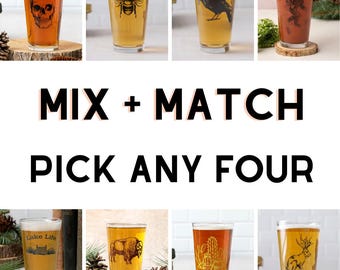 Mix and Match Pint Glasses Set of Four