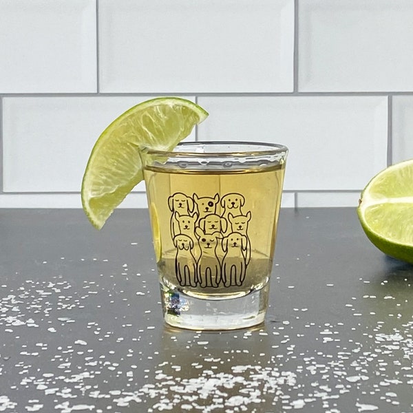 DOGS Shot Glass - Barware - Glass - Dog - Screen Printed Glassware - Animal Glass - Doggy Shot Glass