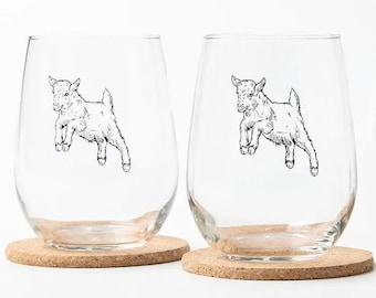 Baby Goat Stemless Wine Glass - Baby Animal Glassware - Farm Decor - Baby Goat Decor - Animal Lover Gift - Housewarming Gift - Cute Animal
