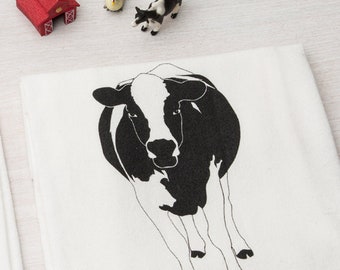 ¡VENTA! Toalla de saco de harina de vaca lechera descontinuada - vaca - toalla de plato - toalla de té - toalla de vaca de granja - kitsch de cocina - inauguración de la casa