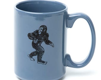 Sasquatch Coffee Mug | Bigfoot Ceramic Tea Cup | Funny Outdoor Gift | 15 oz Cryptid Mug