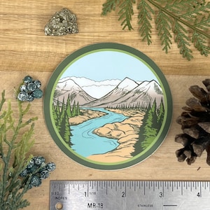 Bergsticker - berglandschap vinylsticker voor waterflessen - berglandschap sticker