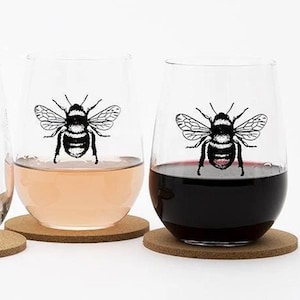 Bee Stemless Wine Glass: Insect Lover Gift