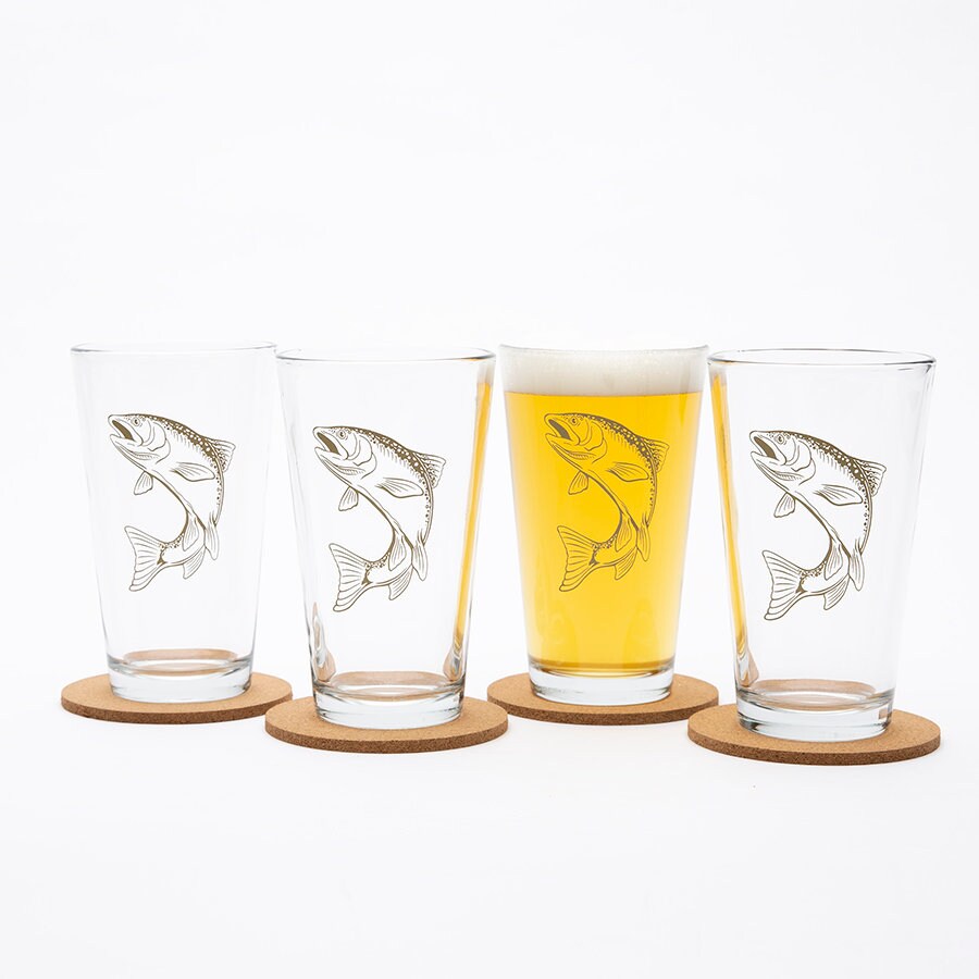 Fishing Beer Glass Trout Pint Glass Beer Lovers Gift Gift Etsy