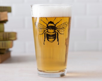 Honey Bee Beer Pint Glass