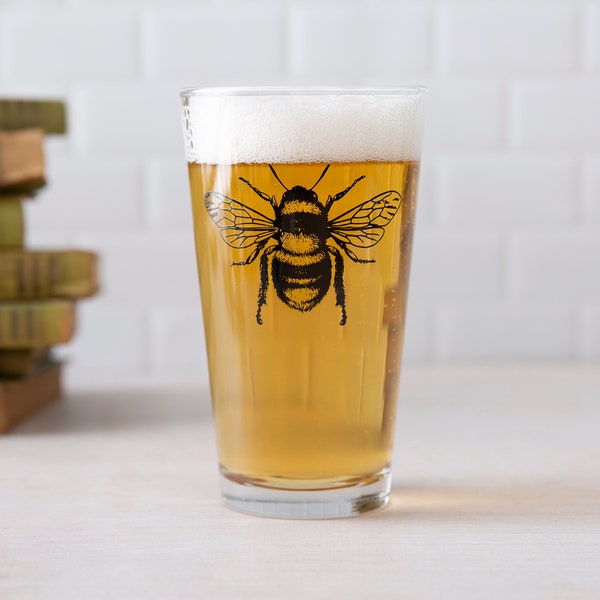 BEE Pint Glass - Beer Glass - Honey Bee