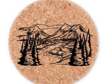 Slightly Irregular Mountains Cork Coasters